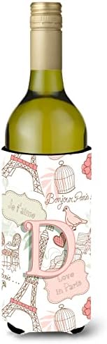 Caroline Kincsek CJ2002-DLITERK D Betű Szerelem Párizsban Rózsaszín borosüveg Ölelkezős, Üveg Hűvösebb Ujja Ölelkezős Mosható