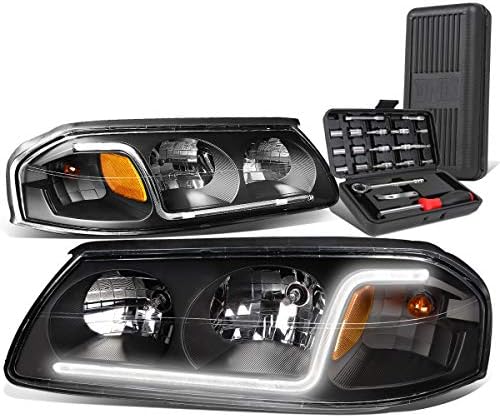 DRL LED Fekete Ház Amber Sarokban Fényszóró Lámpa+Szerszám Készlet Kompatibilis a Chevy Impala 00-05