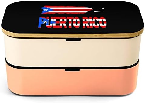 Puerto Rico Térkép Zászló Dupla Réteg Bento Ebéd Doboz Evőeszközökkel Meghatározott Rakható Ebéd Tartály Tartalmazza a 2