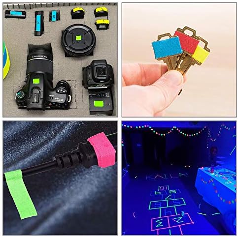 LLPT Neon Szalag 6 Pack Többszínű 1 x 20 Méteres Fekete Fény UV Reaktív Fluoreszkáló Spike Szalag Nem Tükrözi a Párt Játék