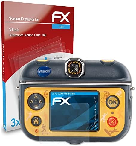 atFoliX Képernyő Védelem Film Kompatibilis VTech Kidizoom Action Cam 180 képernyővédő fólia, Ultra-Tiszta FX Védő Fólia (3X)