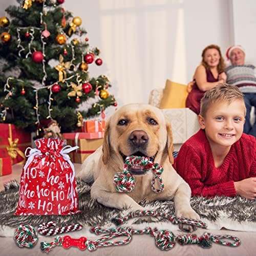 Ladadee Karácsonyi Kutya Kötél Játékok-6 Csomag, Karácsonyi gumicsontot a Nagy Kutyák, Interaktív Elpusztíthatatlan Csiszolás
