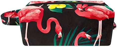 Lóg Utazási Tisztálkodási Táska, Hordozható Smink Szervező, Kozmetikai tartó Kefe Szett, Trópusi Levelek Flamingó Virág
