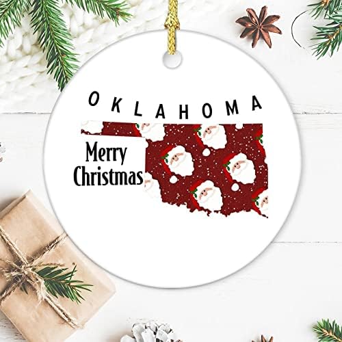 Dísz Oklahoma Karácsonyi Kerámia Kétoldalas Fa Karácsonyi Dísz Boldog Karácsonyt Oklahoma Állam Karácsonyi Kerámia Dísz Vicces