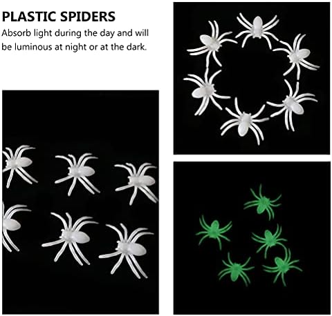 KESYOO 1 Készlet 12db Halloween Szimuláció a Pókok Világító Mesterséges Pókok (Fehér) Hallowenen Jelmez
