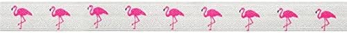 2 5 10 Yard 5/8 15Mm Flamingo Nyomtatás Foldover Rugalmas Spandex Szatén Band Szalag Haj Nyakkendő Fejpánt DIY Varrás Trim