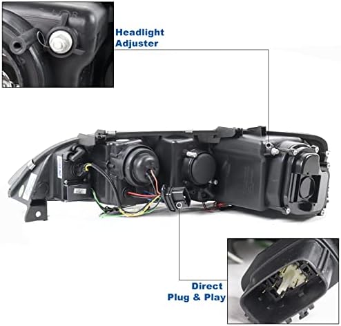 ZMAUTOPARTS LED-Halo-Vetítő Fényszórók, Fényszóró Black w/6 Fehér Világítás DRL Kompatibilis 2003-2006 Mazda 6