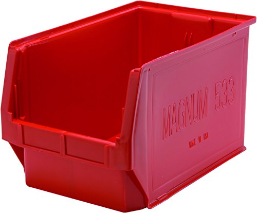 Kvantum Tároló QMS533RD 3-Pack Magnum, nagy teherbírású Műanyag tárolóban, 19-3/4 x 12-3/8 x 11-7/8, Piros