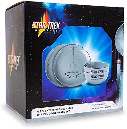 Star Trek: Az Eredeti Sorozat NCC-1701-Sorozat 8-Darab Kerámia Étkészlet Set | magában Foglalja a Saláta Tányérok, Tálak