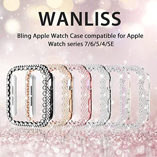 WANLISS 2 Csomag Bling Csipke Esetben Kompatibilis Apple Nézni az Esetben, 41 mm-es Sorozat 7,Tripla Kristály Gyémánt Strasszos