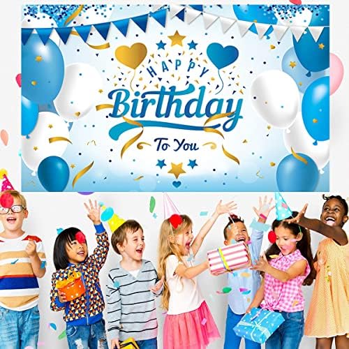 Boldog Szülinapi Parti Dekoráció, Kék-Fehér Tábla Plakát Születésnapi Évfordulóján Háttér Boldog Szülinapot Dekoráció Parti