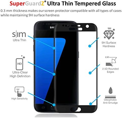 Samsung Galaxy S7 - SuperGuardZ Edzett Üveg kijelző Védő fólia [Fekete] - Teljes Képernyő Lefedettség, Edge-to-Edge Védelem,