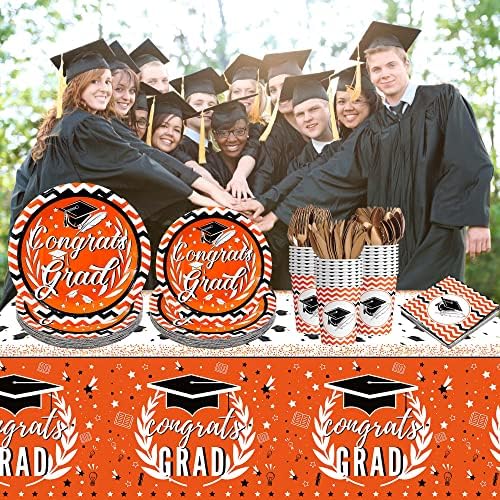 Congrats Grad Tányérok, Szalvéták, valamint Abroszok - Szolgál, 25 Fő | Érettségi Tányérok, Szalvéták 2022, Narancs Érettségi