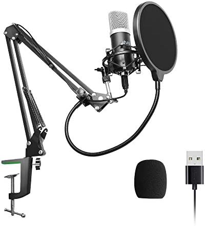 UHURU USB-Felvétel Mikrofon Kardioid Kondenzátor Mikrofon Készlet, 192kHZ/24bit, Boom Kar, rezgéscsillapító, Pop Szűrő, valamint