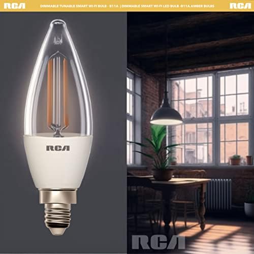 RCA Szabályozható, valamint Hangolható Wi-Fi sárga LED Smart Izzók | Vintage B11 LED Izzó, 4W (40W Equiv), 320 Lumen | Control