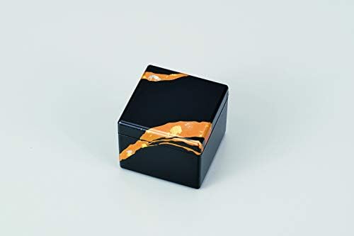 土谷漆器 A Kedvenc Bizsu Arany Fólia Kézműves Petite Doboz Tükörrel, a 6,5×6,5 cm, Fekete
