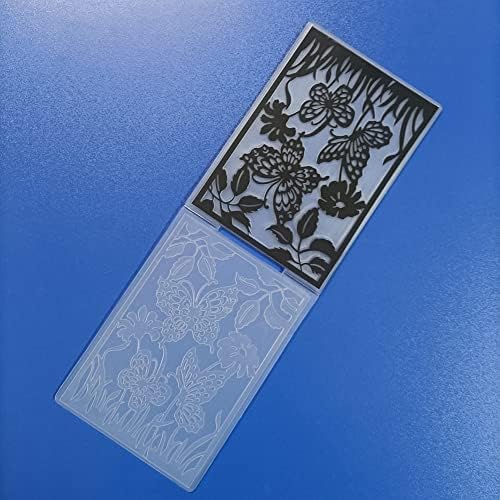 PUPUZAO A6-os Méretű Műanyag Dombornyomás Mappa (4-1/8× 5-13/16 | Pillangók & Virág Minta) Papír Kézműves Műanyag Szerkezetű,