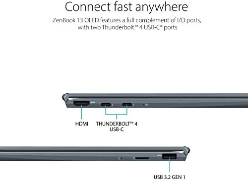 Az ASUS ZenBook 13 Ultra-Slim Laptop, 13.3 OLED FHD NanoEdge Előlap Kijelző, Intel Core i7-1165G7, 16GB LPDDR4X RAM, 512