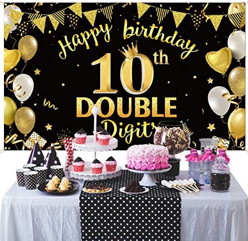 Kétszámjegyű 10. Születésnapi Party Dekorációk, Kellékek 10 Éves Születésnapi Party Hátteret Gyerekek, Lányok, Fiúk, 10-ik