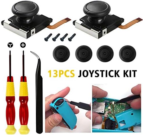 Joystick Készlet,Joycon Drift Javító Készlet,3D-s Csere-Analóg Joystick Hüvelykujj Stick Hüvelykujj Stick Sapkák,Y Csavarok,Joystick,Y