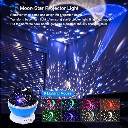 ZHXIN Csillag Projektor Lámpa Hálószoba LED-es Éjszakai Fény, Baba Lámpával 360 Fokos Forgatható Hold, Csillag Éjjeli Ajándékokat