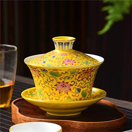 Ameolela Hagyományos Kínai Teaware, Kézzel készült Zománc Festett Porcelán teáscsésze Gaiwan kung-fu Tea tál Fedelét, majd