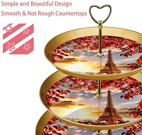Torta Állvány,Muffin Állvány,Desszert Áll Táblázat Kijelző Beállítása,Eiffel-Torony, Fa Táj Minta