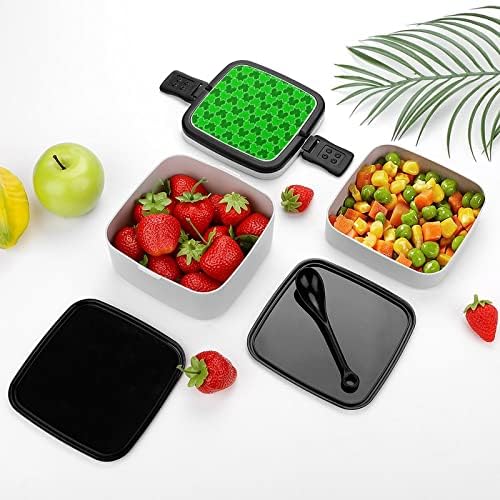 Maple Leaf Clover Ebédet Hordozható Double-Layer Bento Box Nagy Kapacitású Ebéd Tartály Élelmiszer-Tartály Kanál