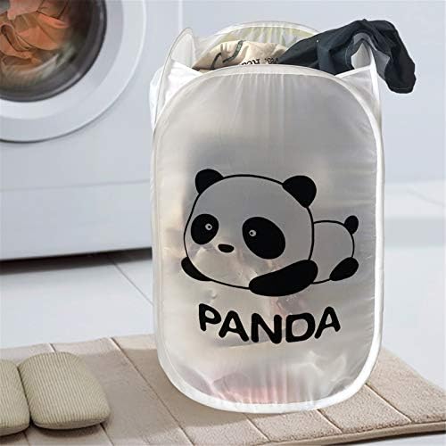 Belidome Cuki Panda Fehér Összecsukható Szennyes Kosár Összecsukható Tartós Háló Szervezők Oldalsó Zsebek