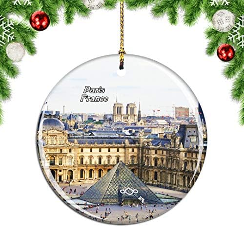 Weekino France Louvre Múzeum Párizs Karácsony, Karácsonyfa Dísz, Dekoráció Lógó Medál Dekoráció Város Utazási Szuvenír Gyűjtés