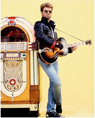 George Michael támaszkodva zenegép gitár 8 x 10 Inch-Fotó