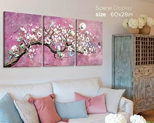 RAMEER cseresznyevirág Wall Art Virágos Fali Dekor Nappali Lila Művészeti Rózsaszín Virág Fal Panel Festmény Pillangó a Képeket
