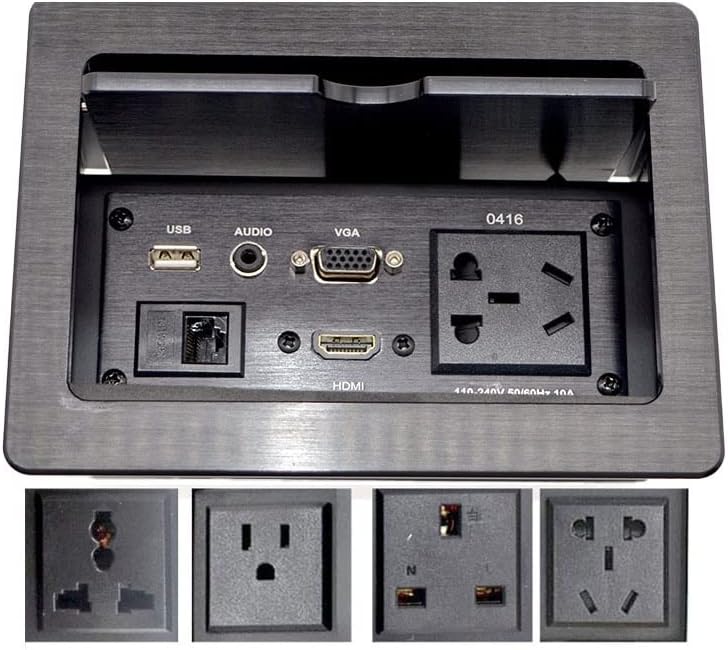 KXDFDC Csúszó Hatalom Asztali Aljzat, USB-Audio Többfunkciós Asztali Rejtett Alumínium Ötvözet Aljzat (Szín : D, Méret :