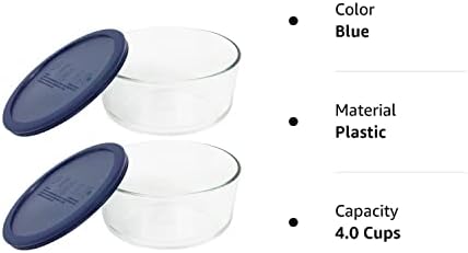 Pyrex Tárolás 4-Kupa Kerek Tál Sötét Kék, Műanyag, Tiszta (Pack 2 Konténerek)