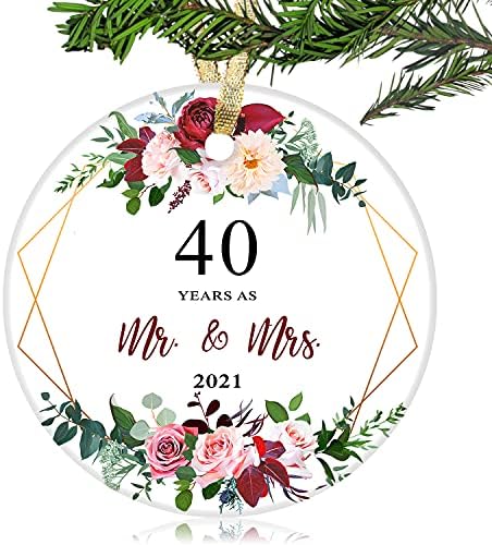 SARIUROS Karácsonyi Kerámia Dísztárgyak - Ajándék Pároknak, Férj, Feleség - Ünnepi Dekoráció Ajándék 60 házassági Évforduló