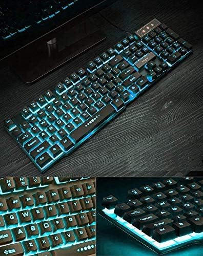 Vezetékes Gaming Billentyűzet Háttérvilágítással LED Számítógép Tartozékok (Fekete Esetben Kék LED Háttérvilágítású)