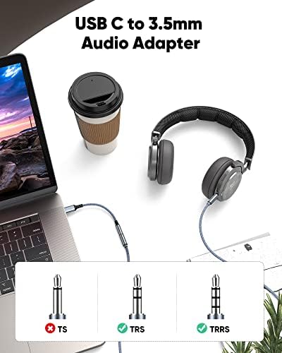 Highwings USB C Típus 3,5 mm-es Női Fejhallgató Jack Adapter, (2 db-os Csomag) USB-C-Aux Audio Adapter Adapter Kompatibilis