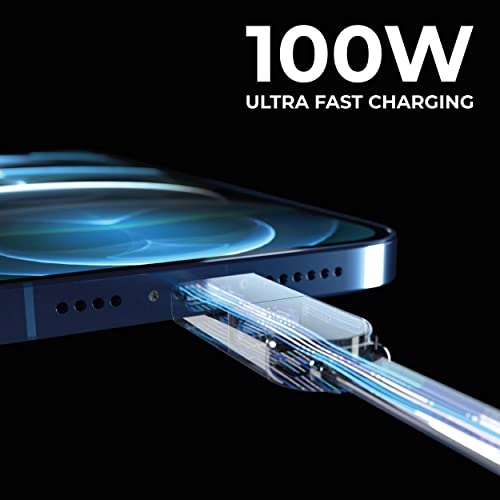 A Rolling Tér inCharge XL 6-in-1 Multi Töltő Kábel 100W Ultra-Gyors Töltés, Áram, Hordozható USB-s, illetve USB-C Kábel,