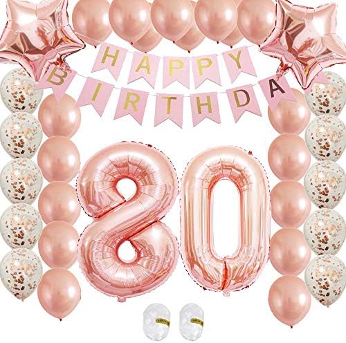 80 Szülinapi Dekoráció, Party Kellékek Rose Gold Készletek-Konfetti Latex Léggömb|Boldog Születésnapot Banner a Nők házassági