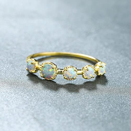 TTNDstore Kézzel Készített Opál Kő Gyűrűk Női Gyűrű Minimalista Esküvői Gyűrű Pár, Szülinapi Parti Ékszer Ujj-Kiegészítők,