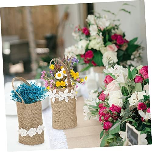 Abaodam 3pcs DIY Vászon Táska, Esküvői Cucc Virág Lány Kosarak Modern Virágos Kosár, Kis Virág Lány Kosár Zsákvászon Candy
