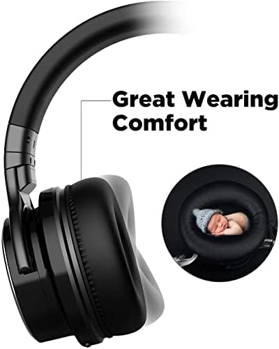 Aktív zajszűrő Fejhallgató Bluetooth Fejhallgató Mikrofonnal Mély Basszus Vezeték nélküli Fejhallgató Át Fül, Kényelmes Fehérje