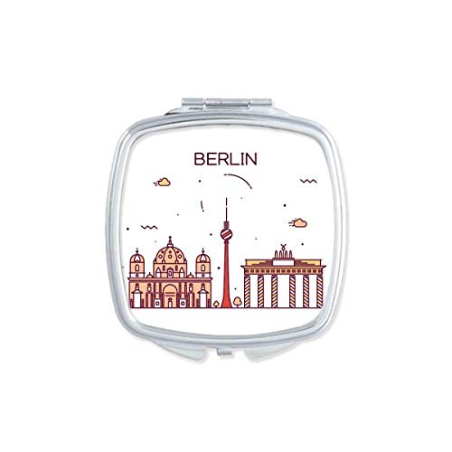 Berlin, Németország Lapos Mérföldkő Minta Tükör Hordozható Kompakt Zsebében Smink Kétoldalas Üveg