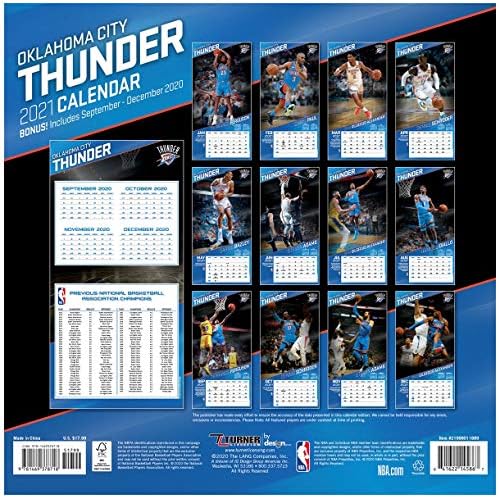 TURNER Sport Oklahoma City Thunder 2021 12X12 Csapat Fali Naptár (21998011889)