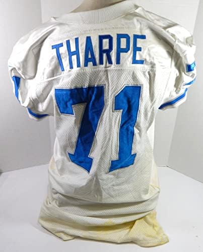 1998 Detroit Lions Larry Tharpe 71 Játék Használt Fehér Jersey 52 DP32686 - Aláíratlan NFL Játék Használt Mezek