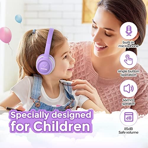 vinamass Gyerekek Bluetooth Fejhallgató, 22H Játékidő, Bluetooth 5.0 & Beépített Mikrofon zajszűrő Fejhallgató Gyerekeknek,