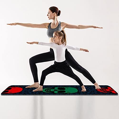 Vastag, Csúszásmentes Gyakorlat & Fitness 1/4 jóga szőnyeg Kézzel Rajzolt Koponyák Nyomtatás Jóga Pilates & Emelet Fitness