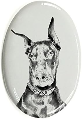 Dobermann, Ovális alakú Sírkő a Kerámia egy Kép egy Kutyát