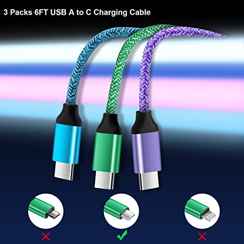 USB-C Típusú Felelős Kábel,3-Pack 6FT USB-C 3A Gyors Töltés Kábel Samsung Galaxy S23 S23+ S23 Ultra S22 S22+ S22 Ultra S21