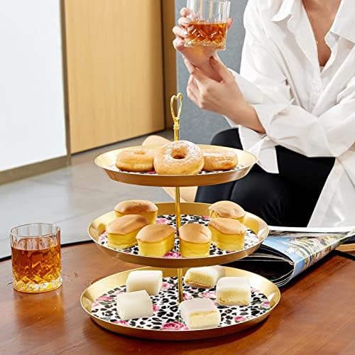 Torta Állvány Szett 3 Tier Cupcake Áll Újrafelhasználható Süteményes Tál Esküvő, Születésnap Tea Party Dekoráció, Fekete-Fehér